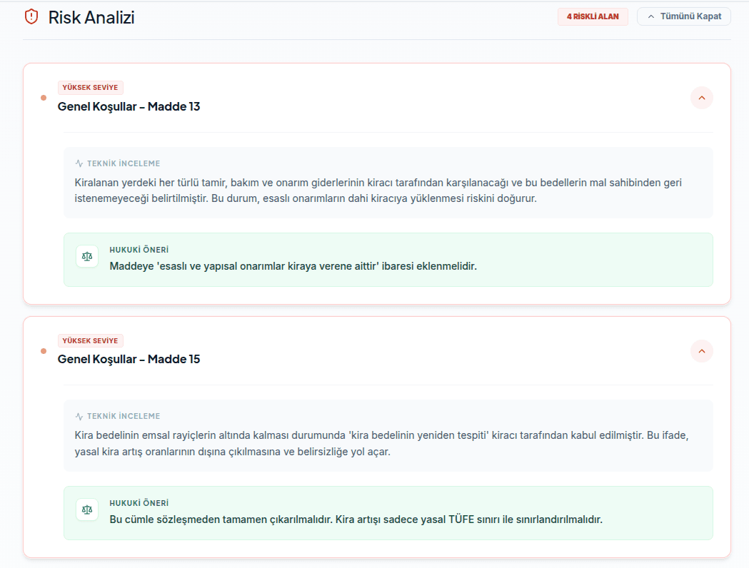 Anlaşma Dedektifi detaylı madde inceleme ve yapay zeka önerileri